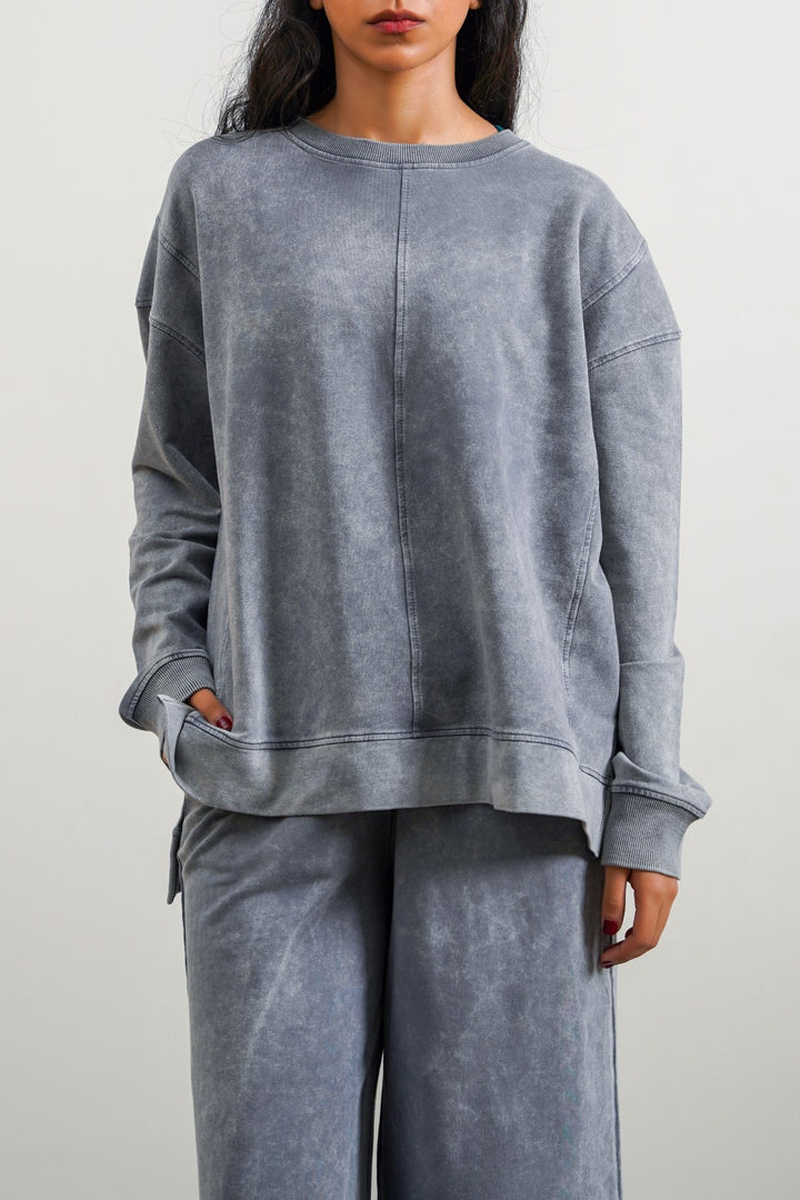 GREY CLASSIC  WASHED-EFFECT SWEATSHIRT