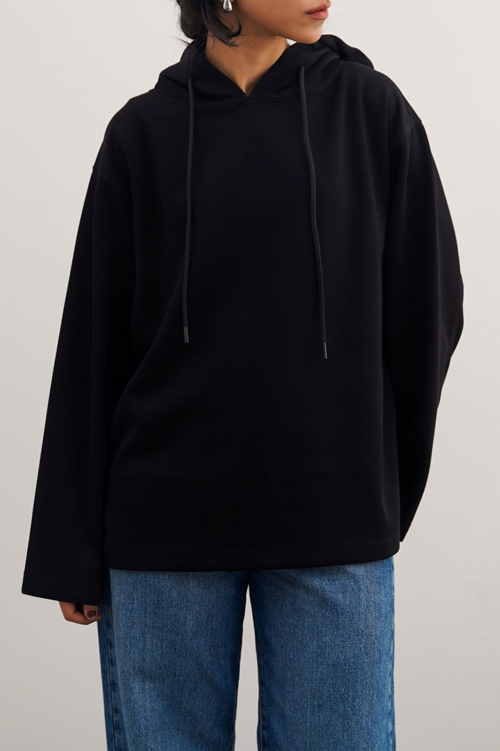 BLACK CASUAL SCUBA HOODIE