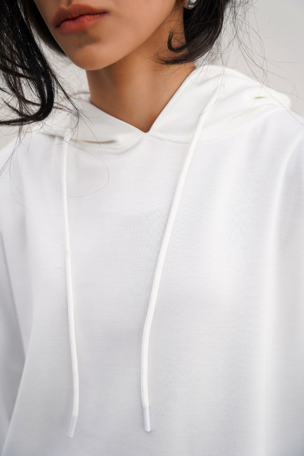 WHITE CASUAL SCUBA HOODIE