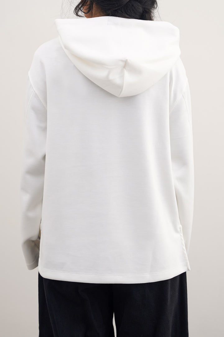 WHITE CASUAL SCUBA HOODIE