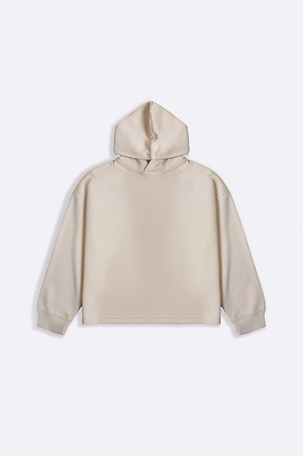 BEIGE CROPPED NEOPRENE HOODIE