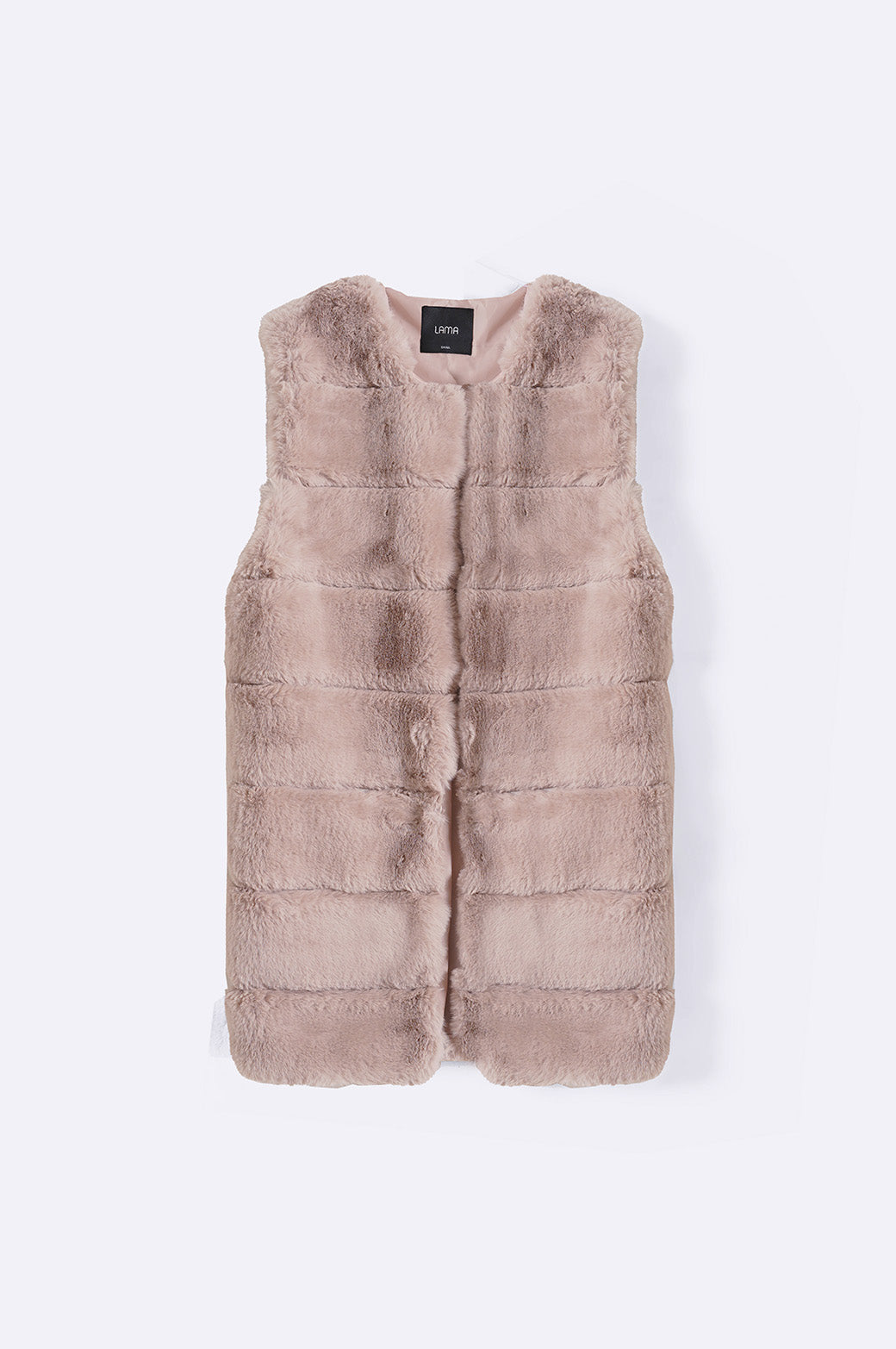 BEIGE SLEEVELESS FUR COAT