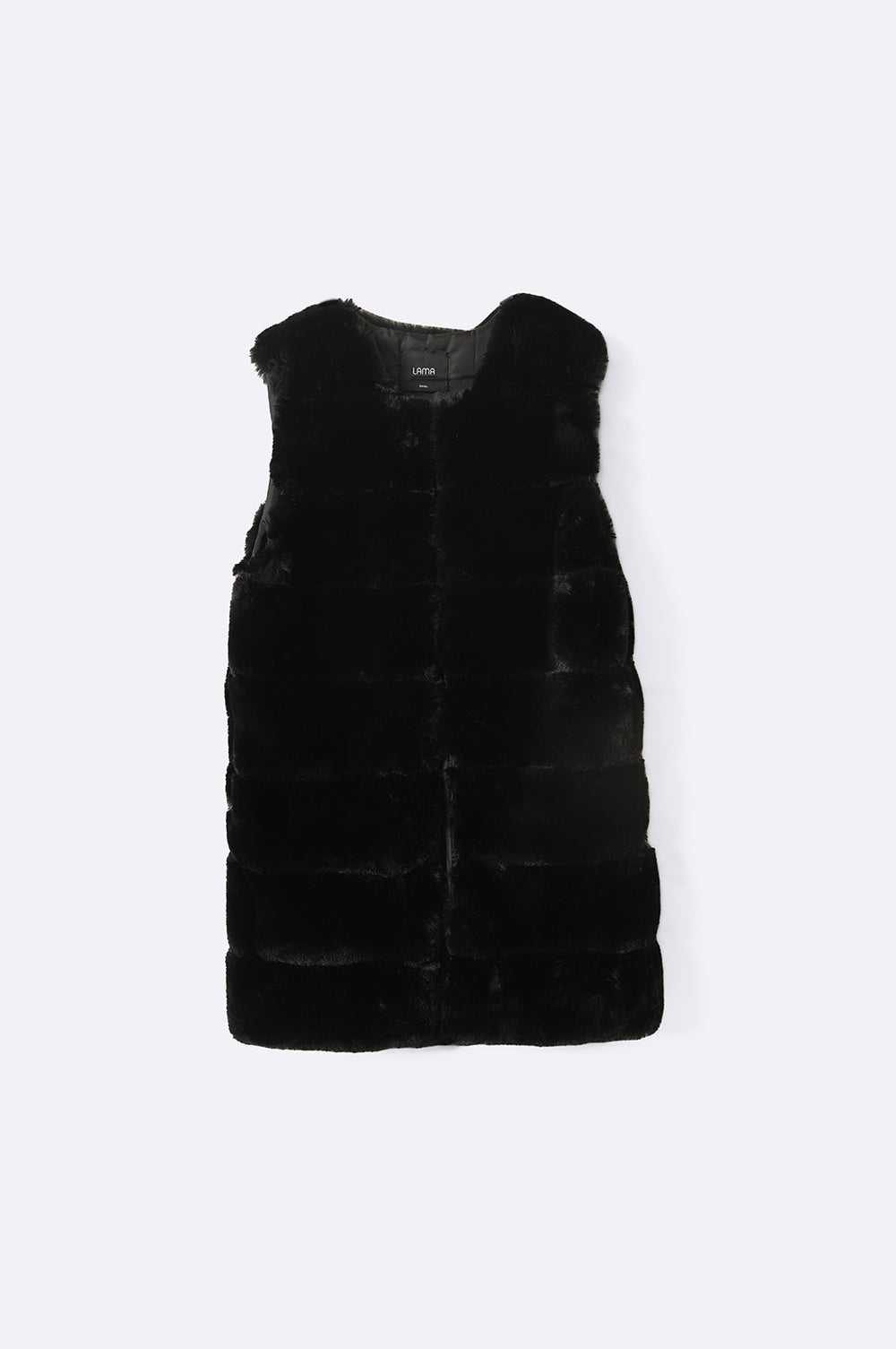 BLACK SLEEVELESS FUR COAT