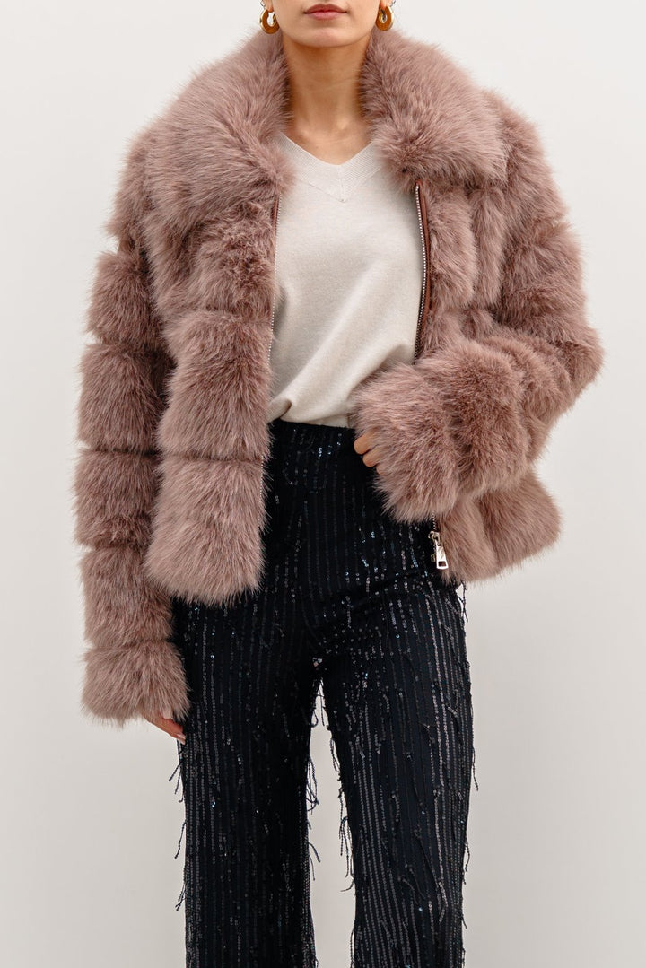 COFFEE FUR ZIPPER JACKET