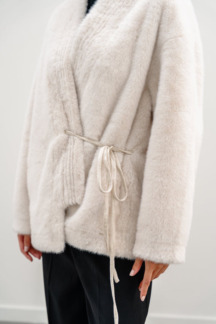 OFF WHITE LUXE FUR WRAP COAT