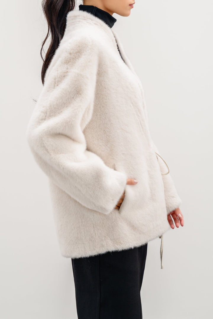 OFF WHITE LUXE FUR WRAP COAT