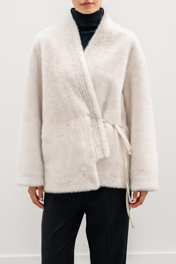 OFF WHITE LUXE FUR WRAP COAT