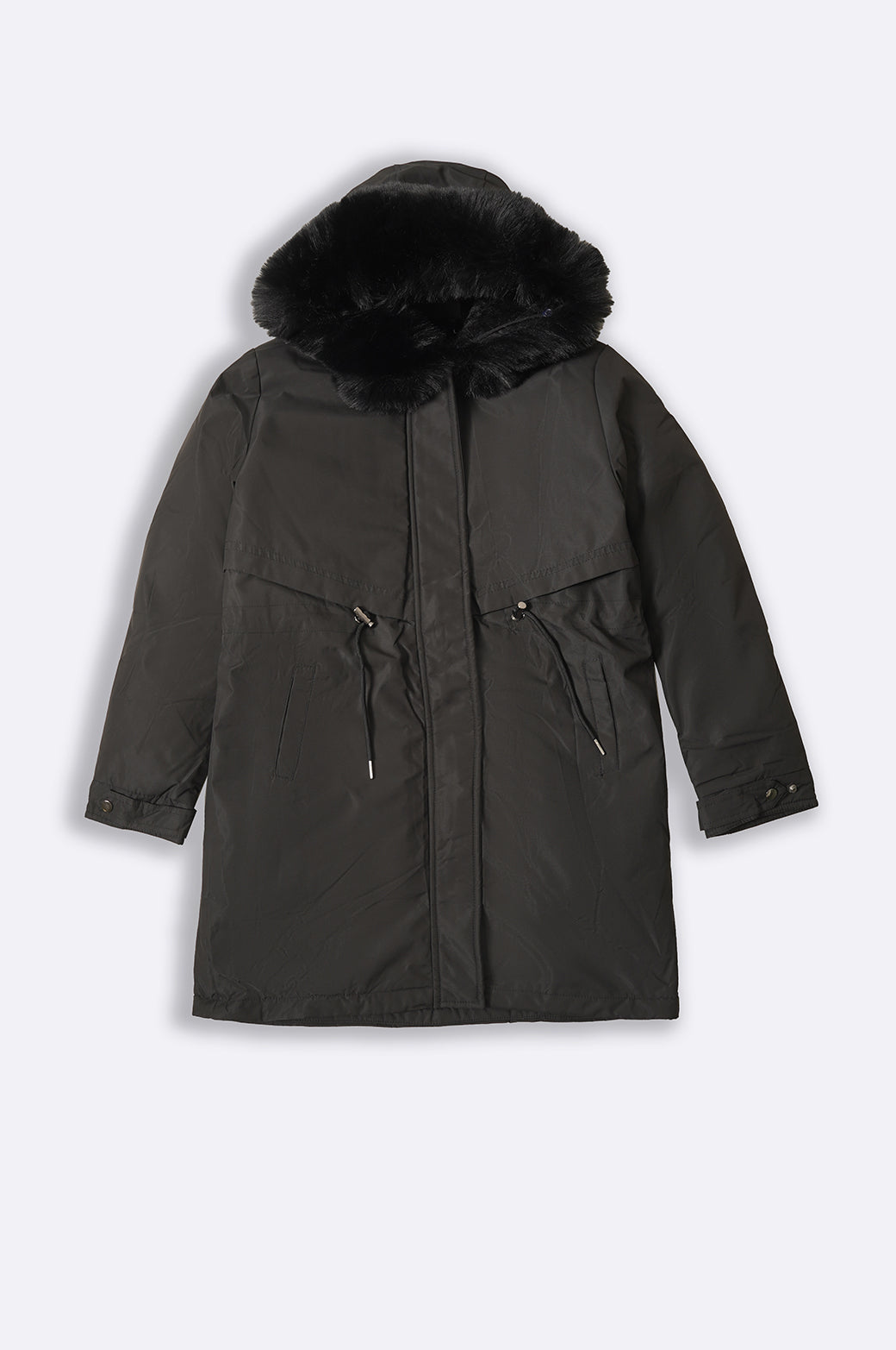 BLACK HOODED PUFFER JACKET