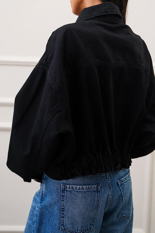 BLACK DENIM OVERSIZED JACKET