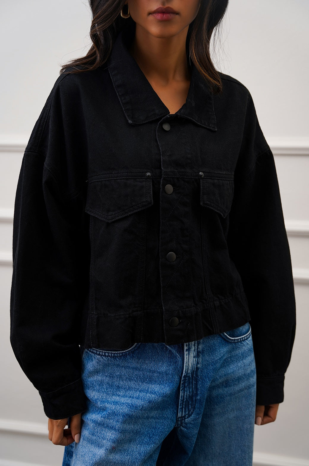 BLACK DENIM OVERSIZED JACKET