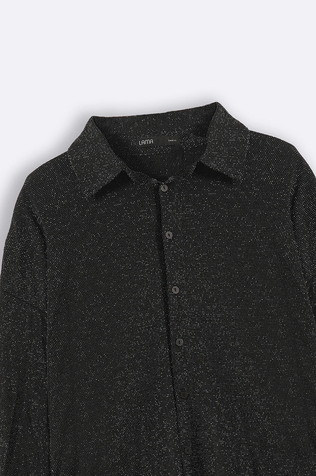 BLACK SPARKLY PARTY BUTTON-DOWN SHIRT