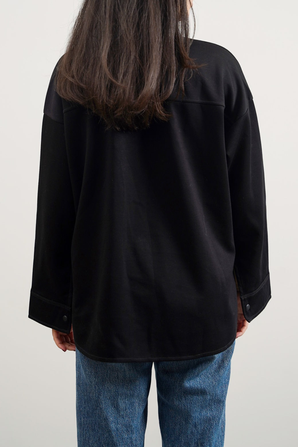 BLACK NEOPRENE BOYFRIEND SHACKET