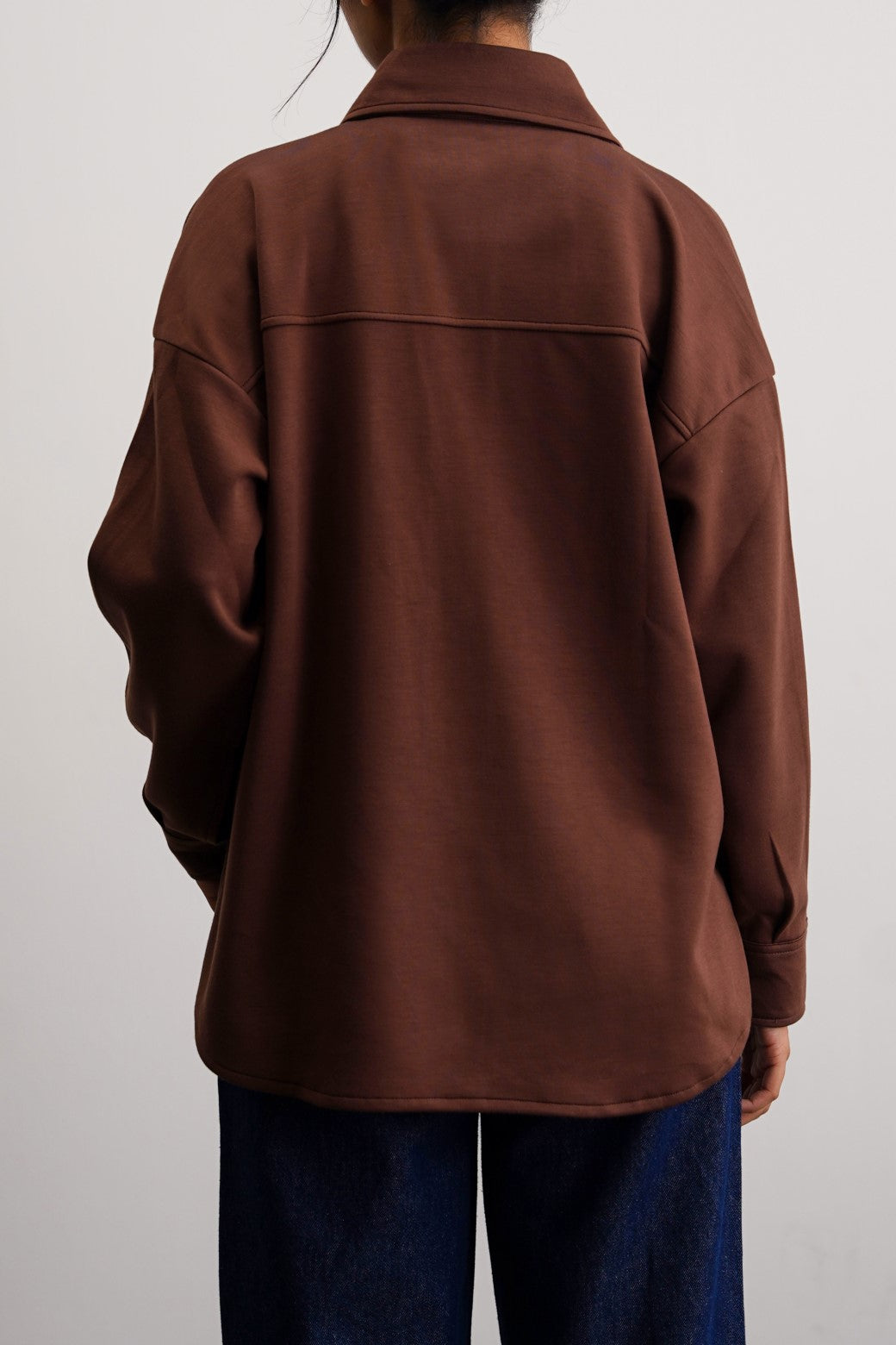 BROWN NEOPRENE BOYFRIEND SHACKET