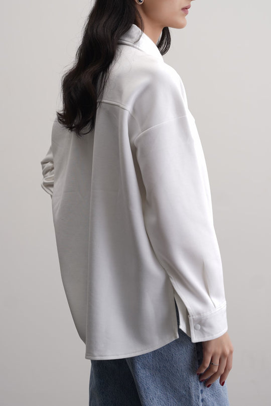 WHITE NEOPRENE BOYFRIEND SHACKET
