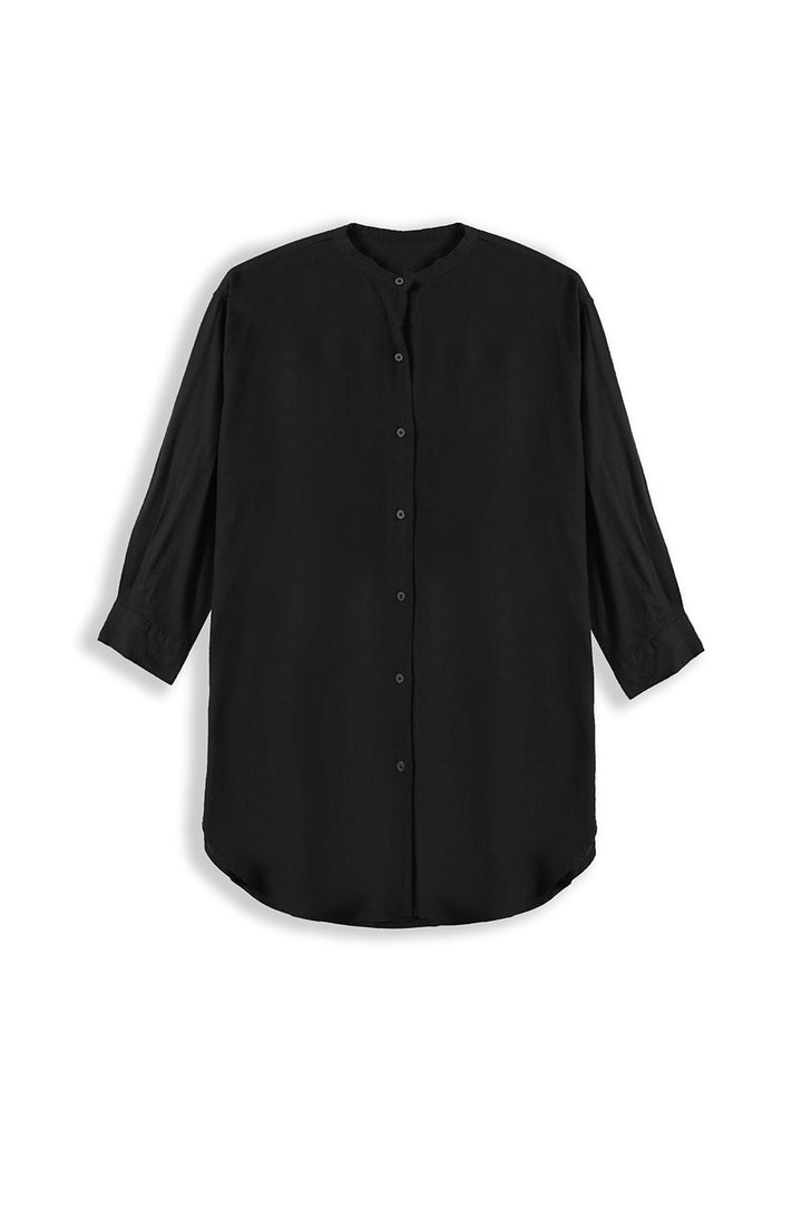 BLACK BAND COLLAR SHIRT