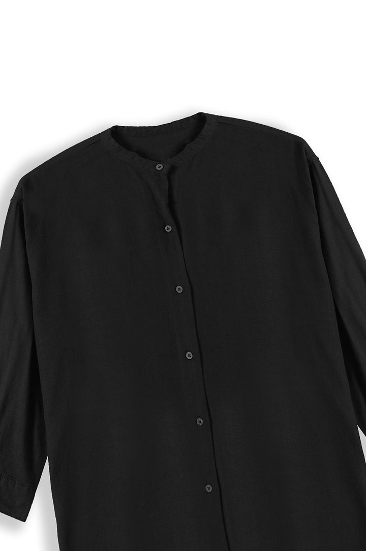 BLACK BAND COLLAR SHIRT