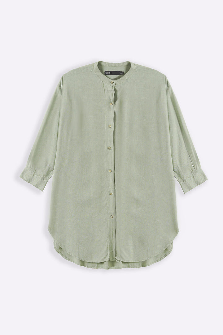 MATCHA GREEN BAND COLLAR SHIRT