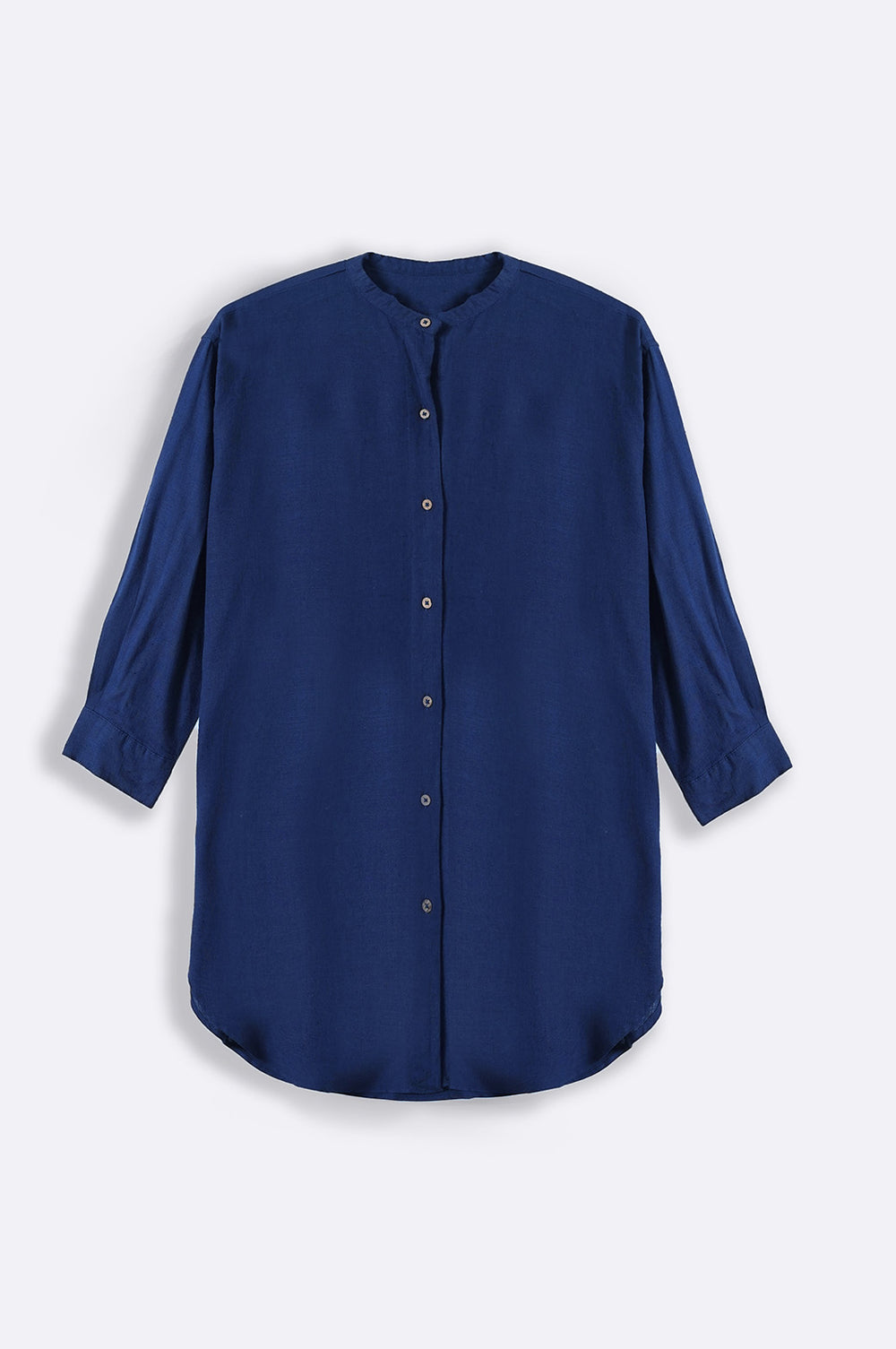 NAVY BAND COLLAR SHIRT