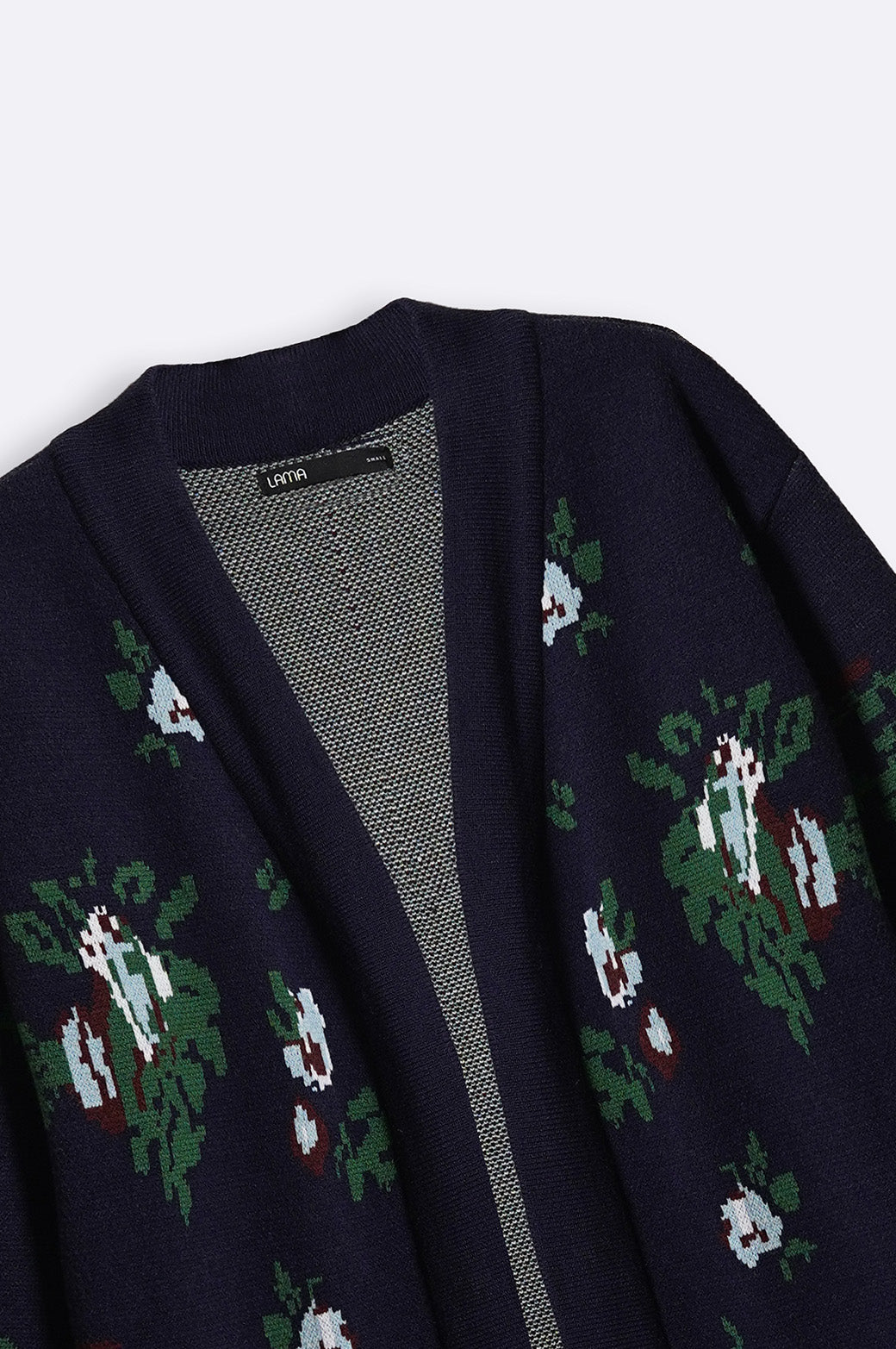 DARK NAVY ROSES JACQUARD CARDIGAN