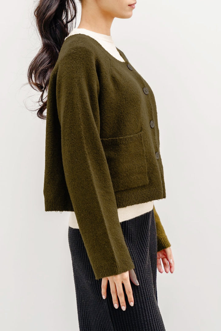 GREEN SOFT KNIT CARDIGAN