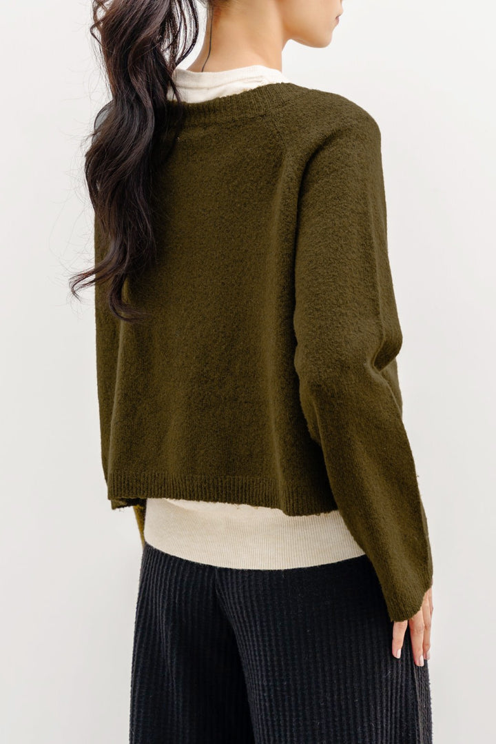 GREEN SOFT KNIT CARDIGAN