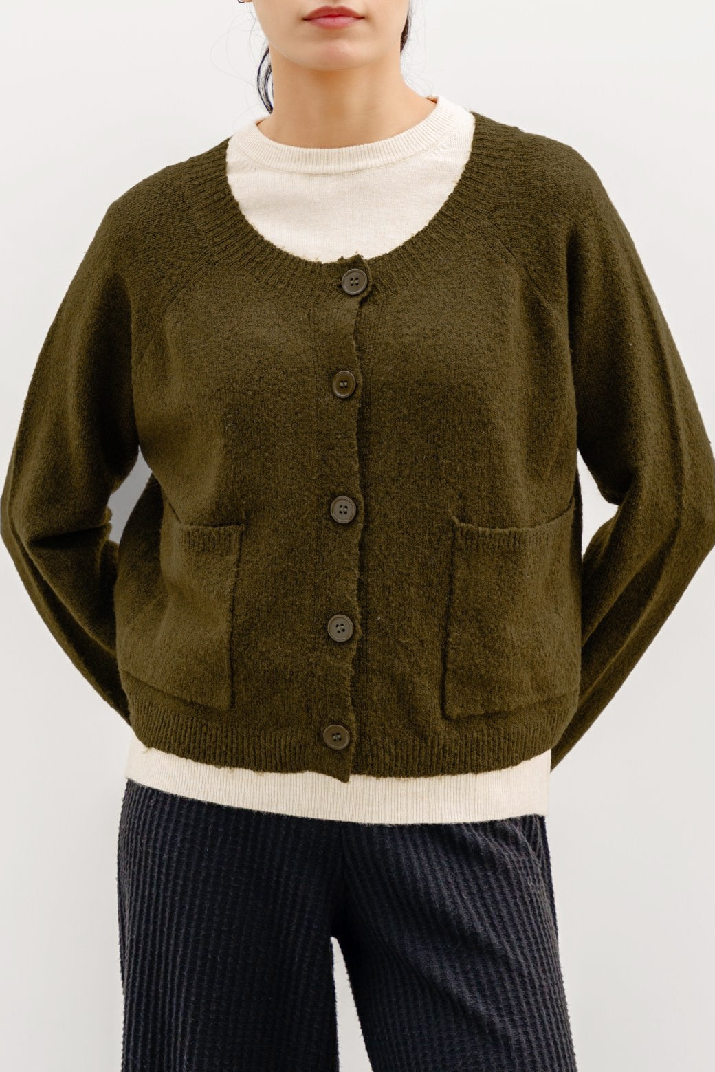 GREEN SOFT KNIT CARDIGAN