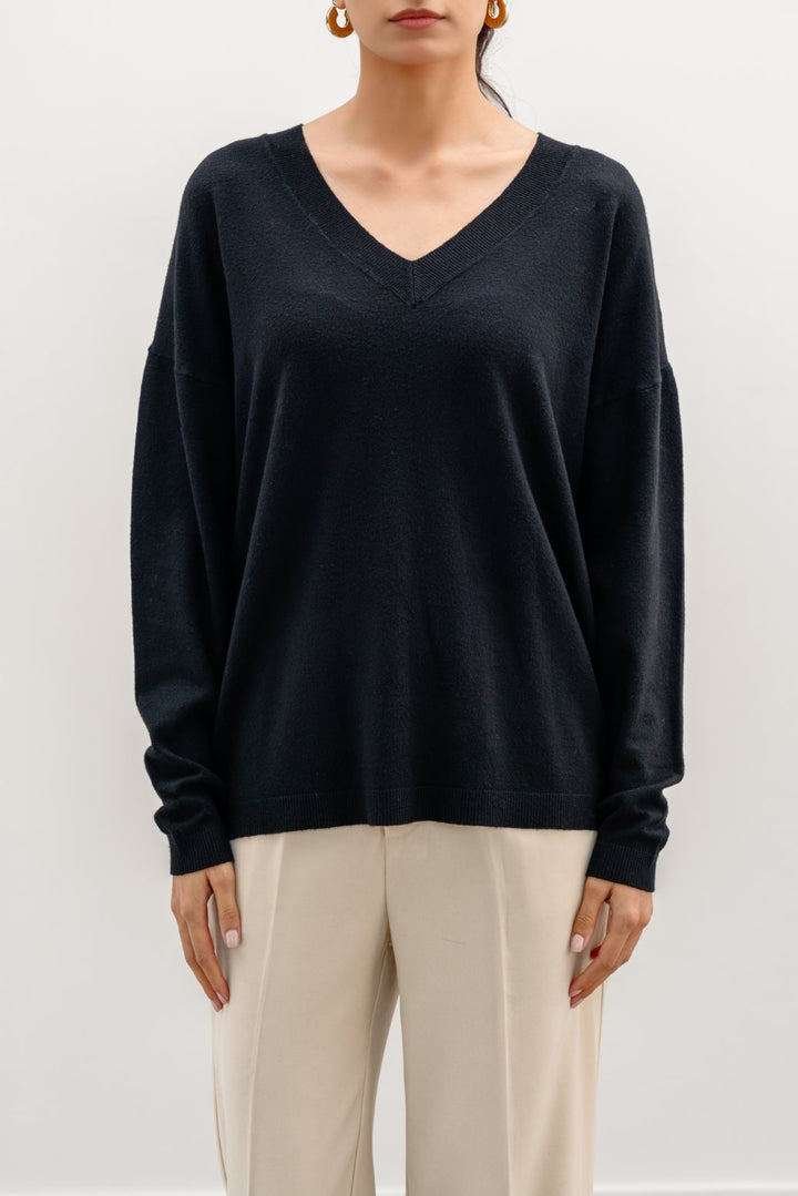 BLACK HOMEBODY V-NECK SWEATER