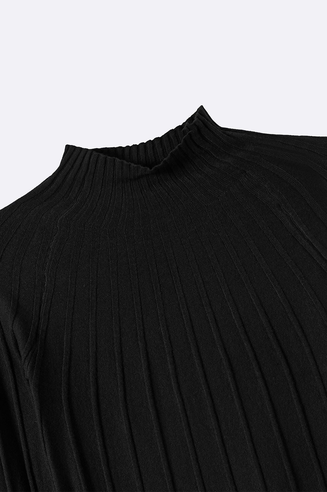 BLACK RIBBED BODYCON SWEATER