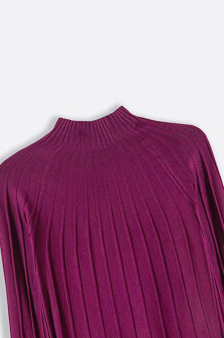 MAROON RIBBED BODYCON SWEATER