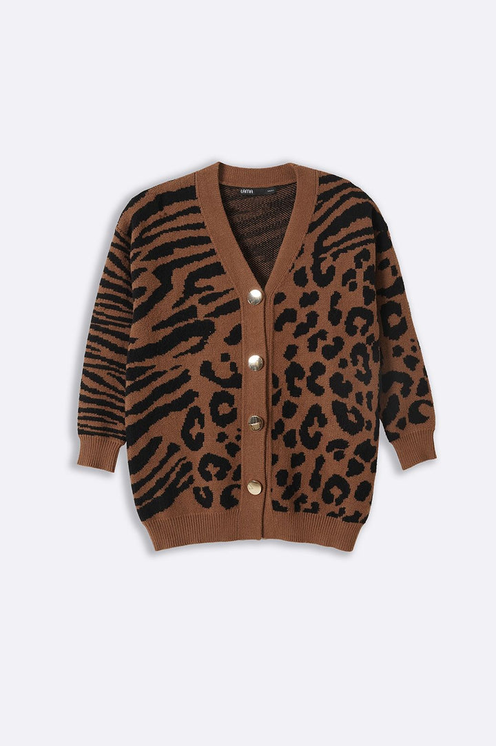 DARK BROWN JUNGLE CARDIGAN