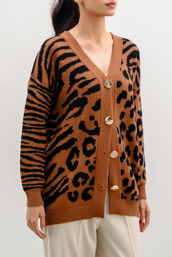 DARK BROWN JUNGLE CARDIGAN