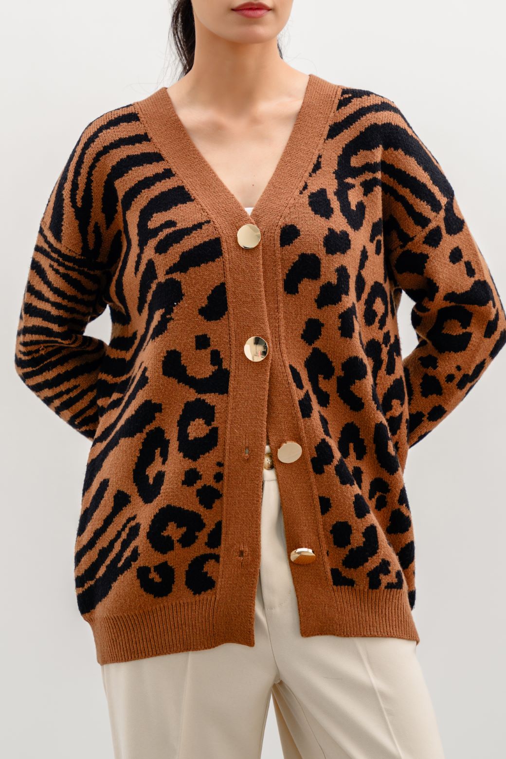 DARK BROWN JUNGLE CARDIGAN