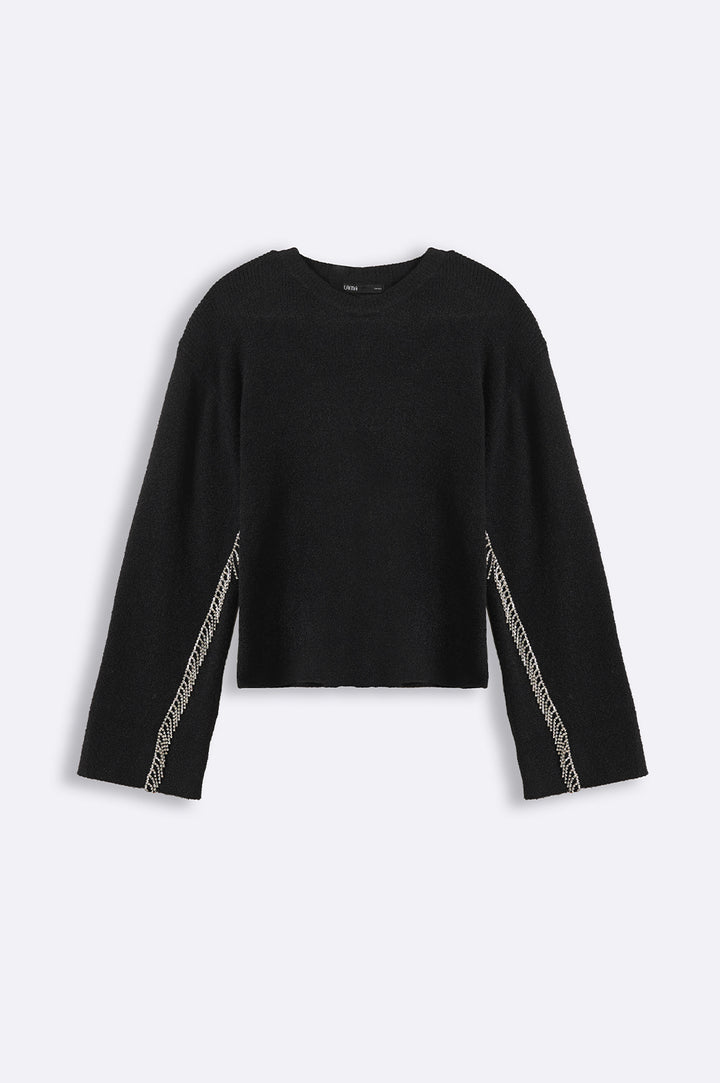 BLACK RHINESTONE FRINGE JUMPER