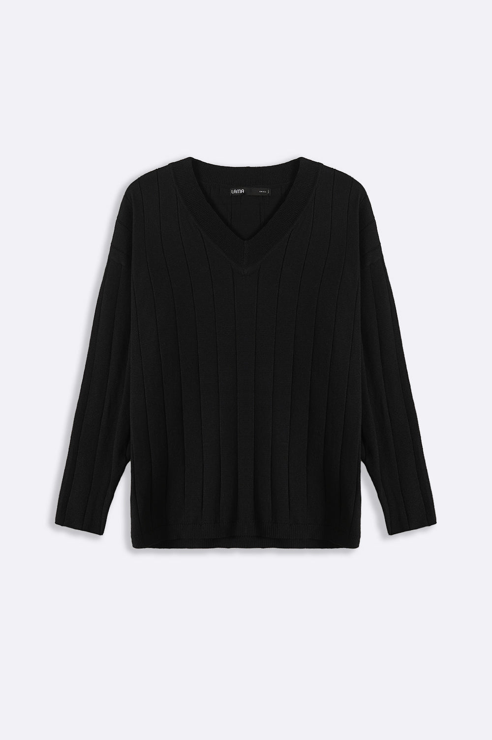 BLACK SOFT RIB-KNIT JUMPER