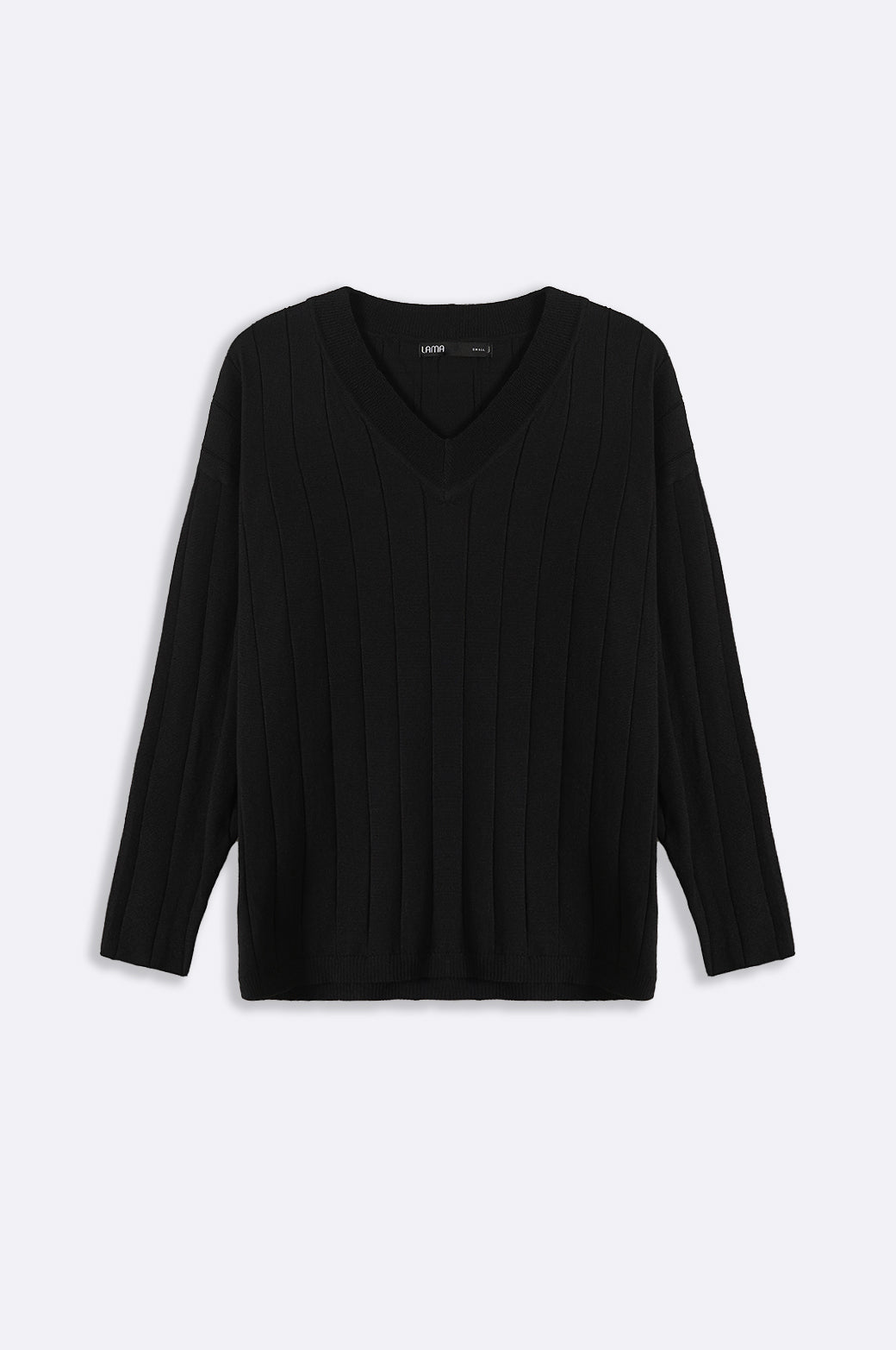 BLACK SOFT RIB-KNIT JUMPER