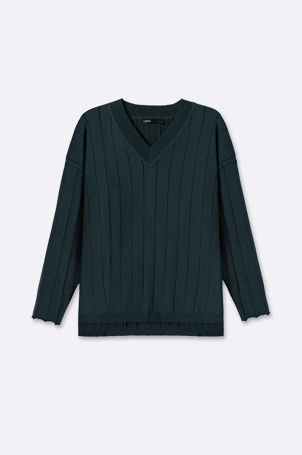 GREEN SOFT RIB-KNIT JUMPER