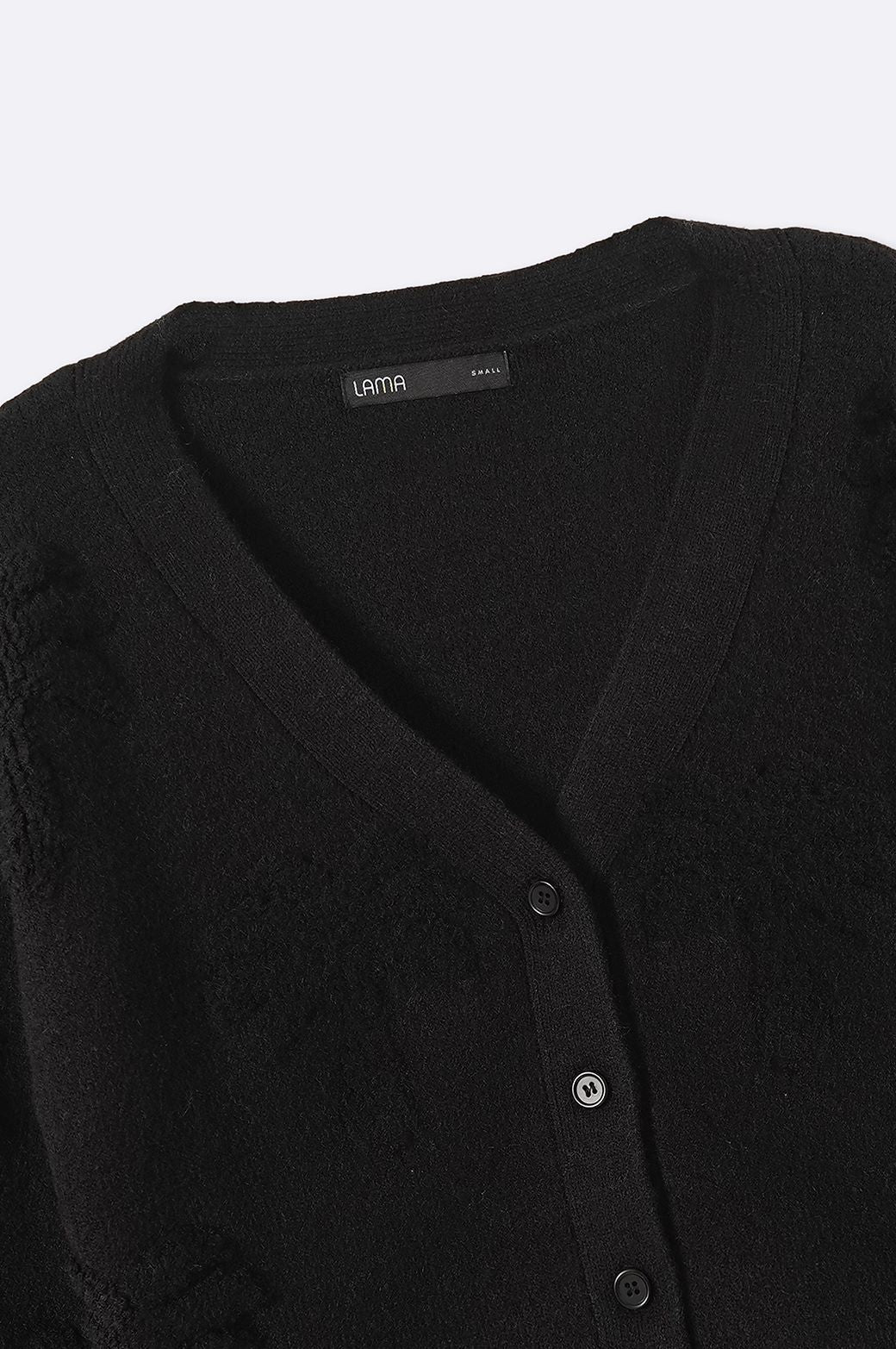 BLACK TEXTURED PALM CARDIGAN