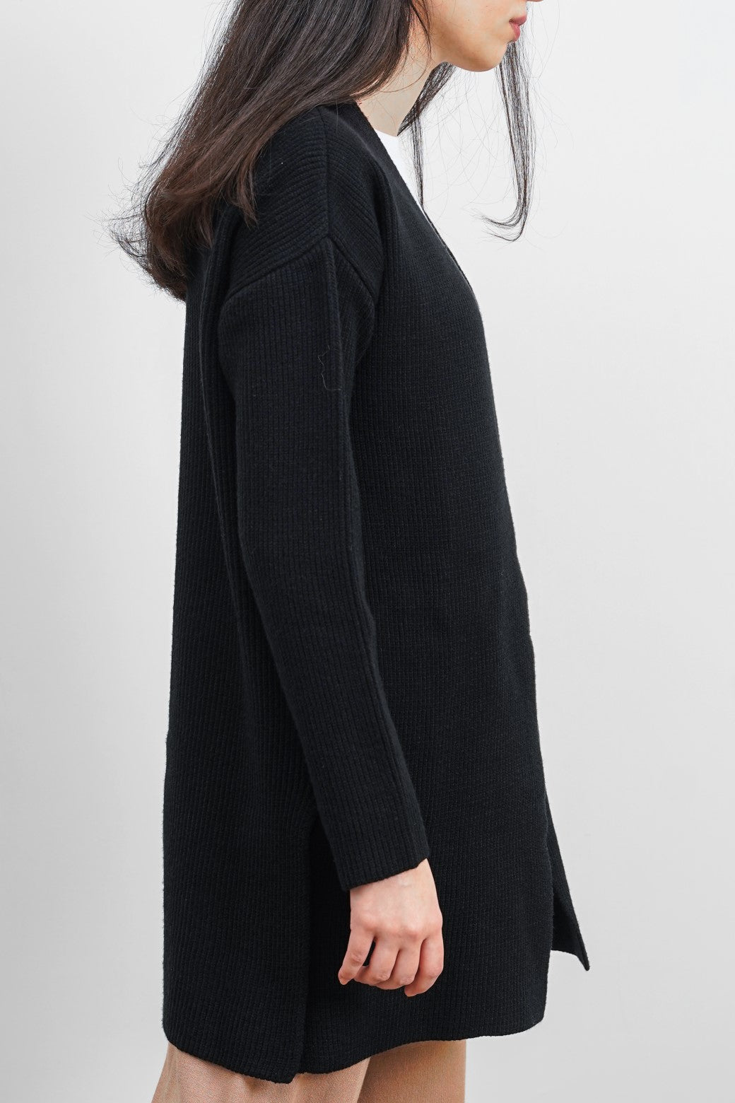 BLACK LONG KNIT CARDIGAN