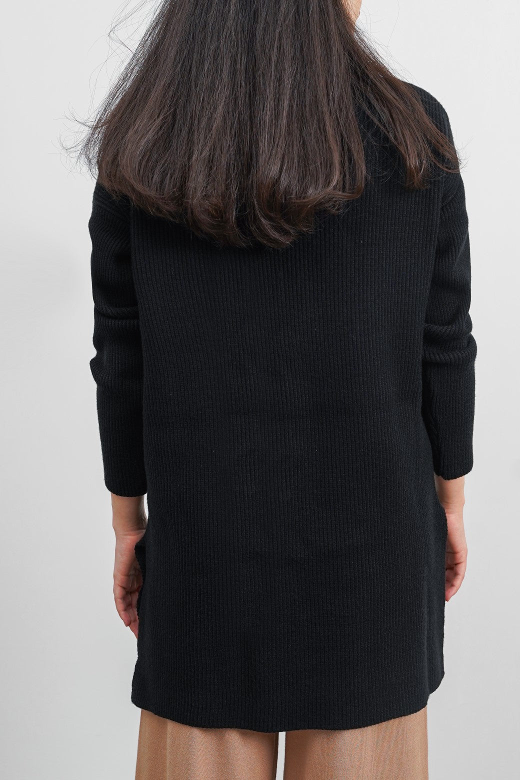 BLACK LONG KNIT CARDIGAN