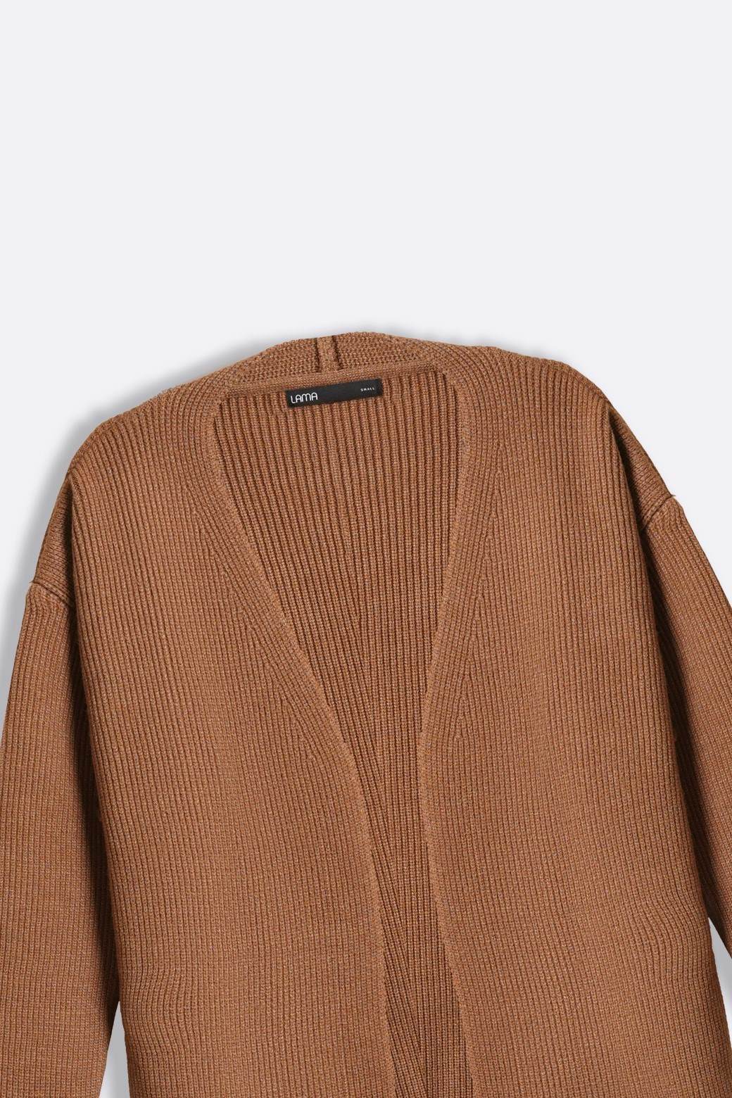 CAMEL LONG KNIT CARDIGAN