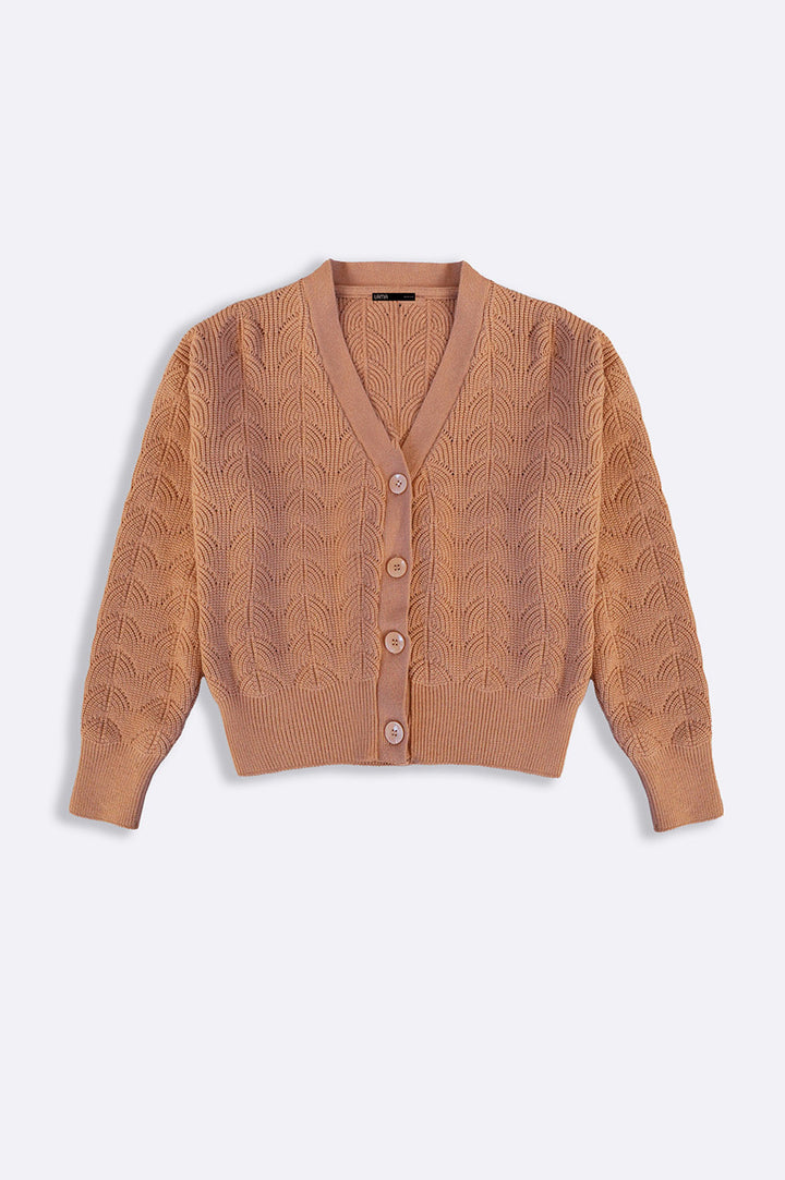 BROWN SOFT-KNIT CARDIGAN