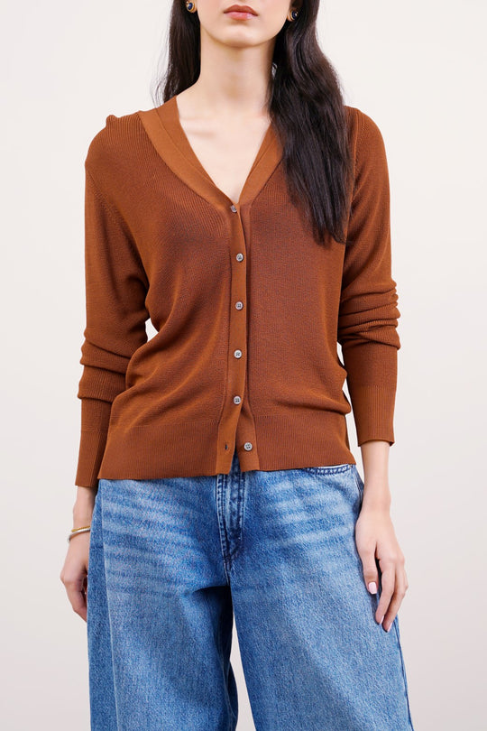 CAMEL NEEDLE KNIT CARDIGAN