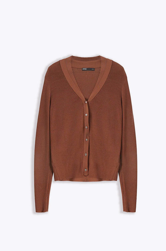 CAMEL NEEDLE KNIT CARDIGAN