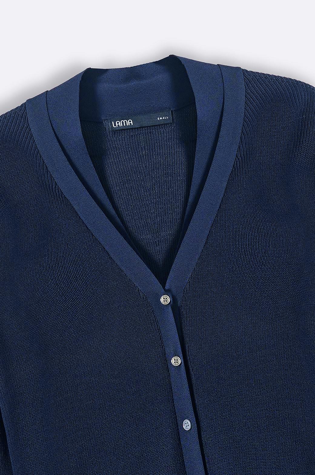 NAVY NEEDLE KNIT CARDIGAN