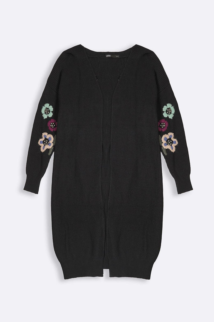 EXTRA LONG EMBROIDERED CARDIGAN