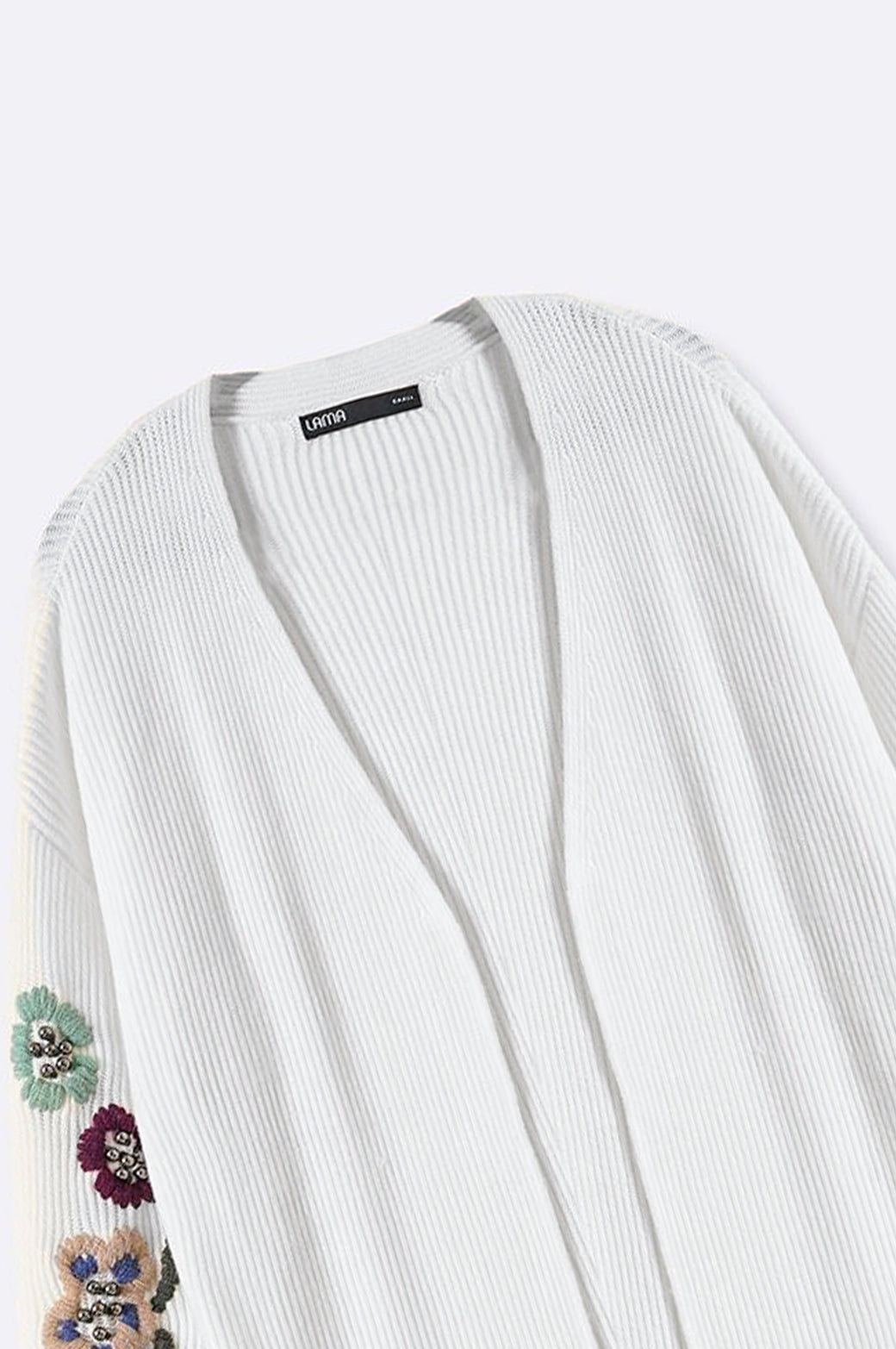 WHITE EXTRA LONG EMBROIDERED CARDIGAN