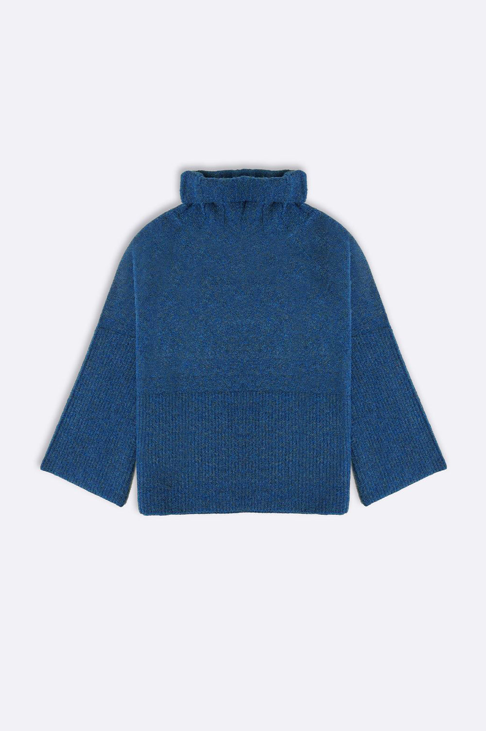 TEAL MOROCCO RIB SLEEVE SWEATER