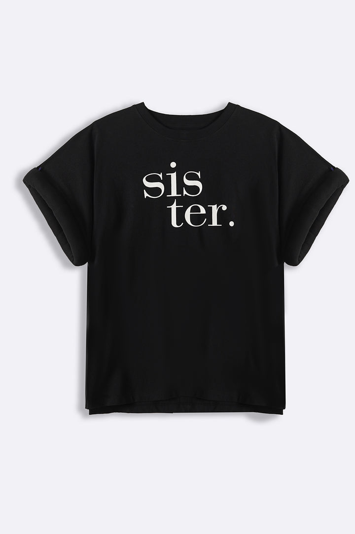 BLACK PILLOW SLEEVE SISTER TEE