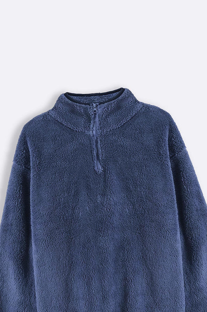 BLUE COZY FUR PULL-OVER