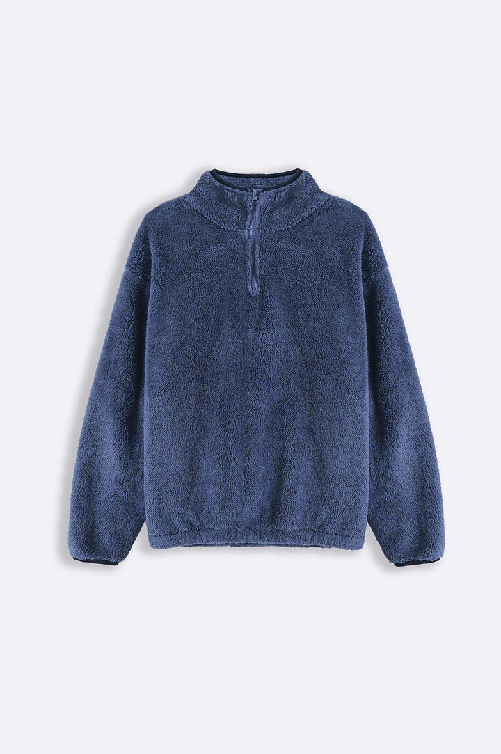 BLUE COZY FUR PULL-OVER